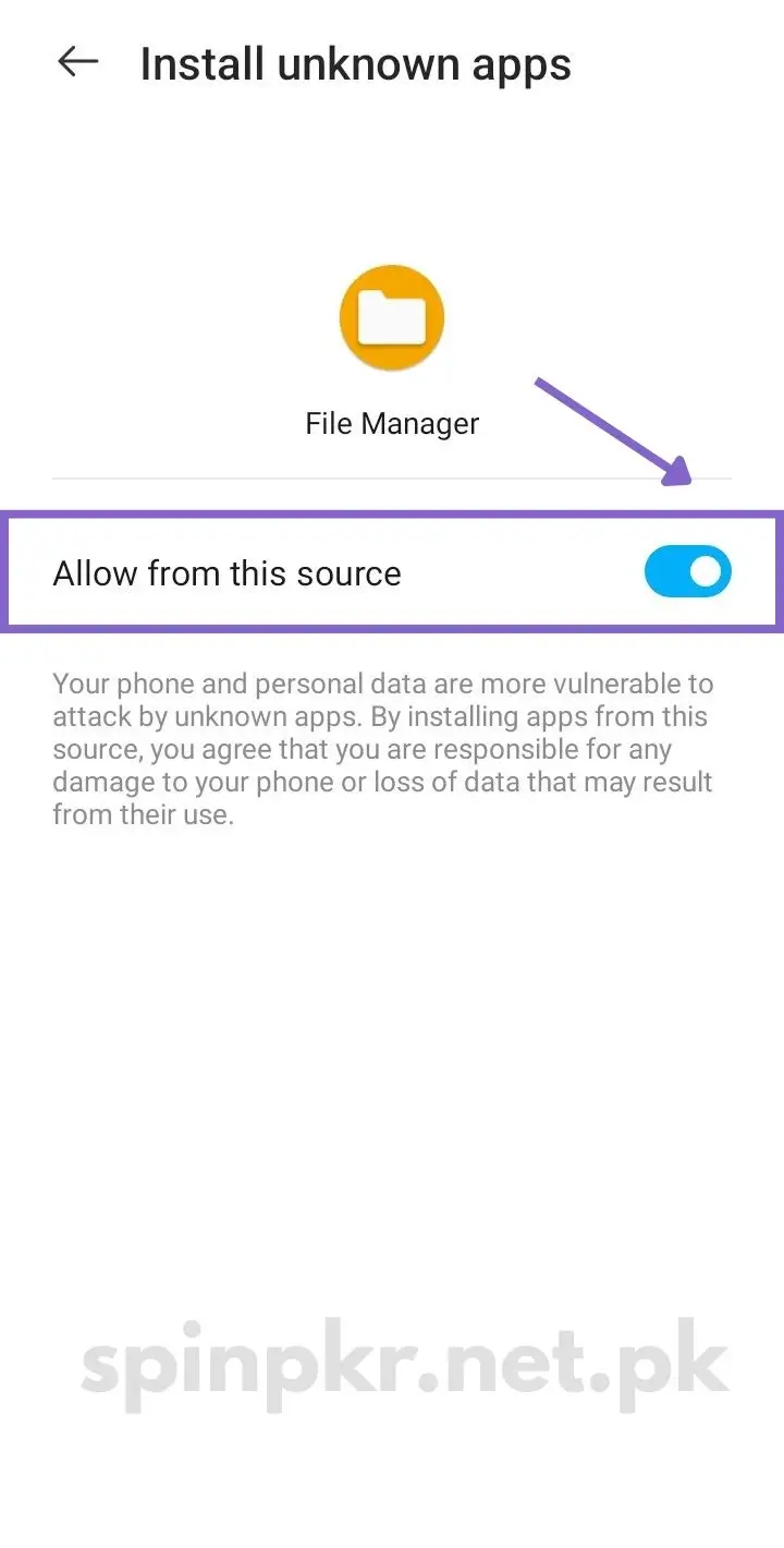 From security settings allow Install from unknown sources
